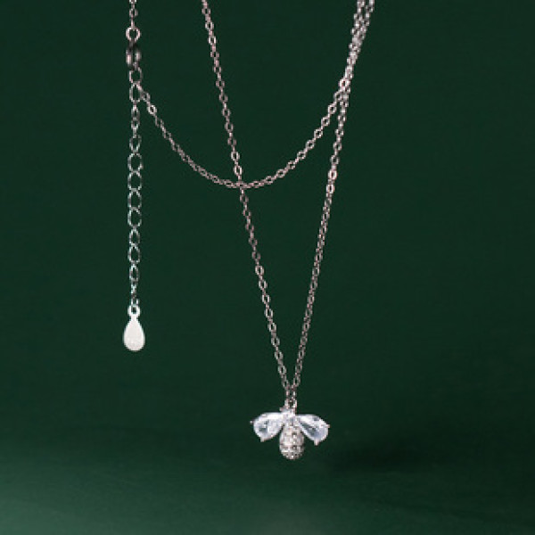 A36767 s925 sterling silver bee necklace