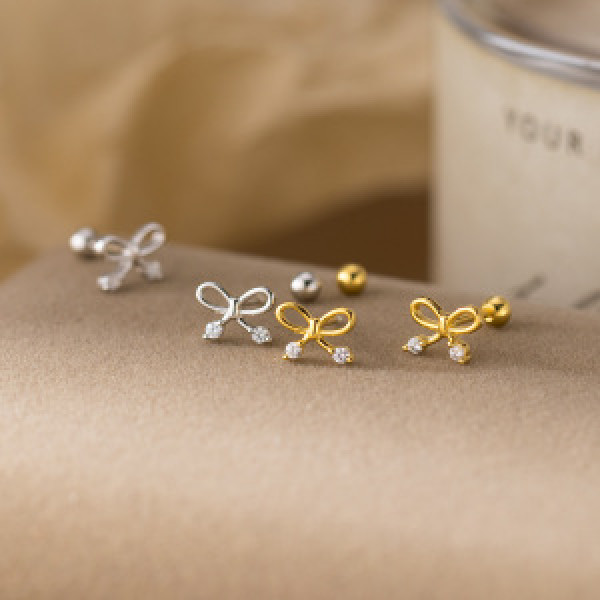 A44779 s925 sterling silver trendy sweet dainty rhinestone butterfly stud earrings