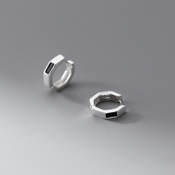 A42890 s925 sterling silver simple rhombic square rhinestone design earrings