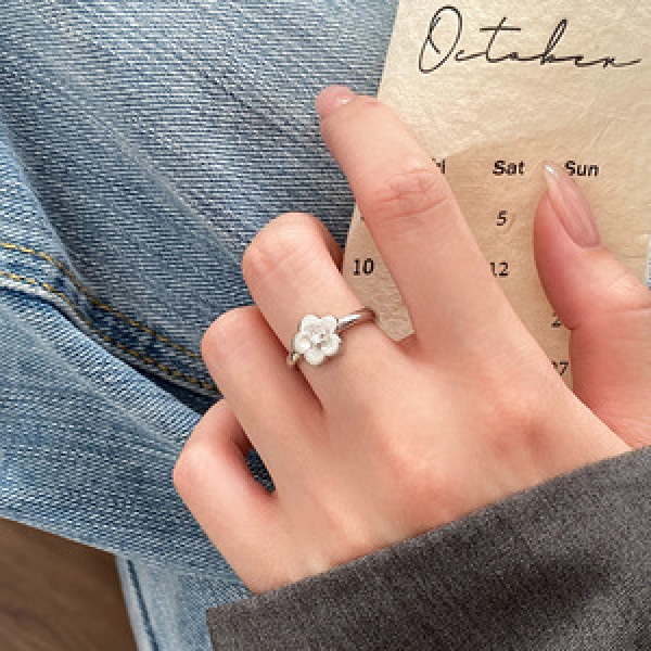 A45776 s925 sterling silver trendy sweet rhinestone flower ring