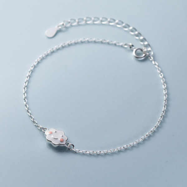 A39481 s925 sterling silver smilingface charm cute trendy bracelet