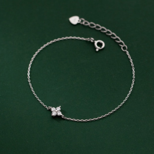 A38176 s925 sterling silver rhinestone charm trendy elegant bracelet