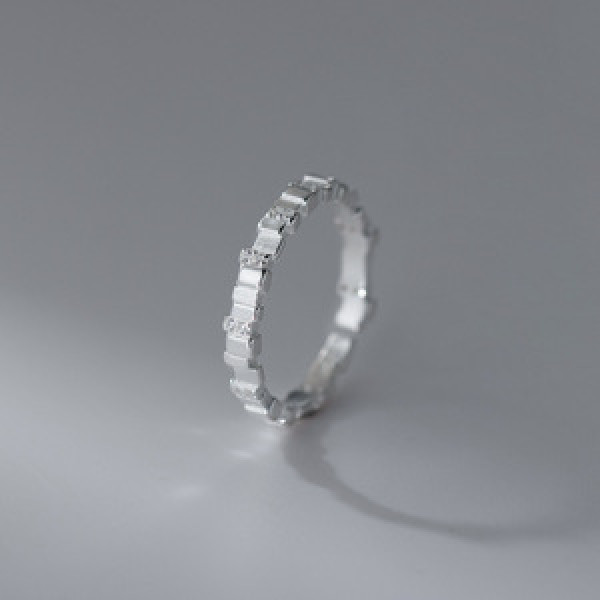 A45988 s925 sterling silver trendy sweet rhinestone square ring