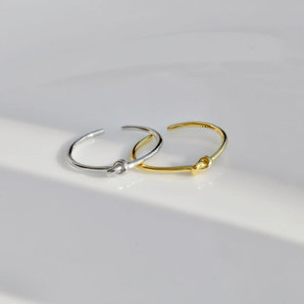 A41527 s925 silver simple rope bar twist adjustable design ring
