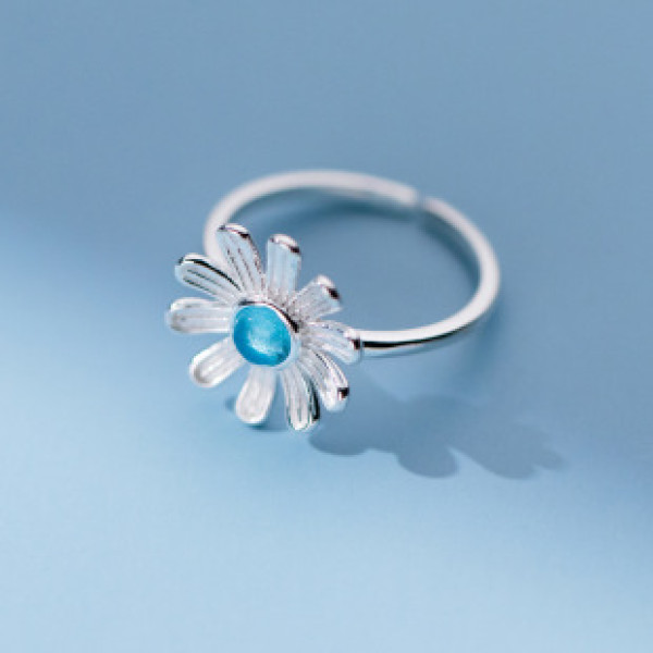 A41043 s925 sterling silver rhinestone daisy trendy ring