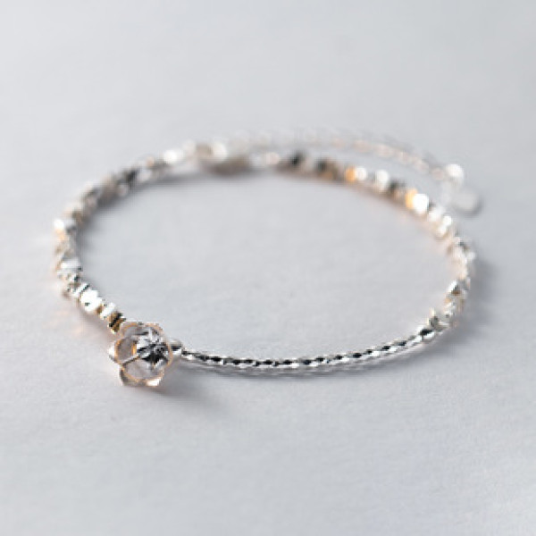 A39161 s925 sterling silver flower charm elegant design bracelet