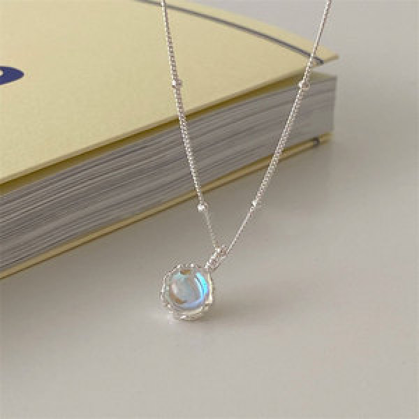 A44918 s925 silver sweet unique glass necklace
