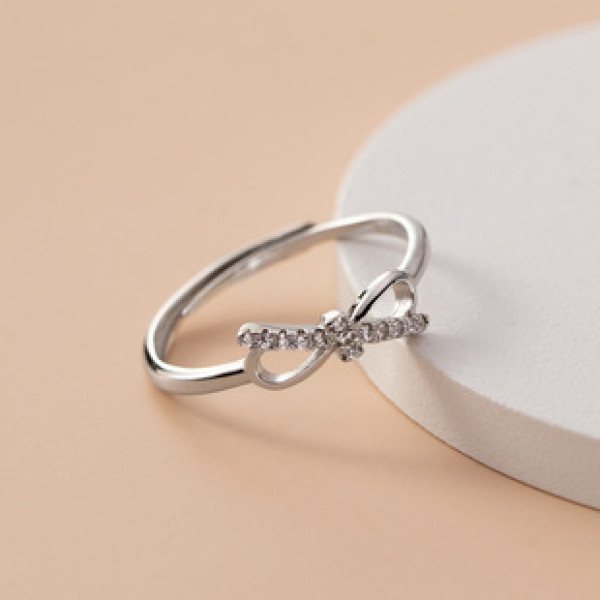 A39809 s925 sterling silver rhinestone butterfly sweet design ring