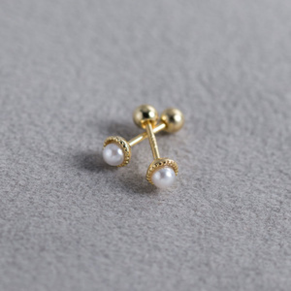 A43756 s925 silver stud simple elegant artificial pearl sweet earrings
