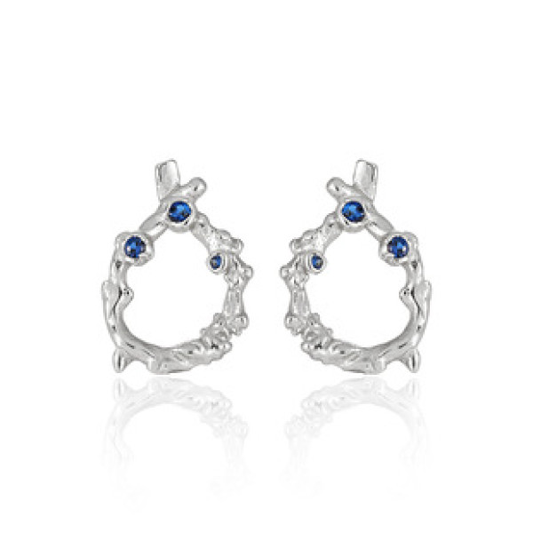 A43350 circle rhinestone stud s925 sterling silver design earrings