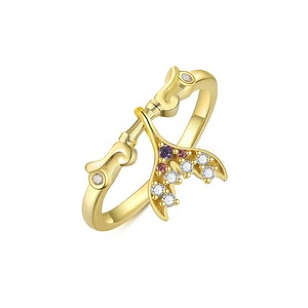 A45862 s925 sterling silver rhinestone fashion elegant fishbone ring