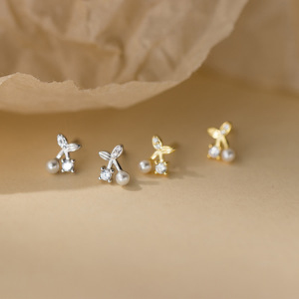 A44404 s925 sterling silver trendy sweet rhinestone stud cute earrings