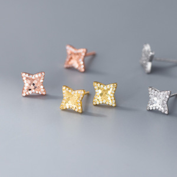 A46423 s925 sterling silver sweet rhinestone stars stud earrings