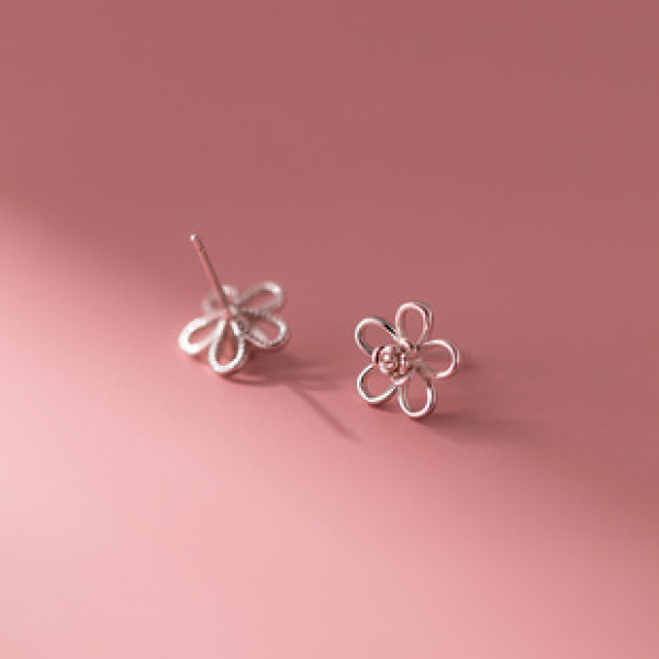 A42940 s925 silver trendy unique hollowed flower stud fashion dangle earrings