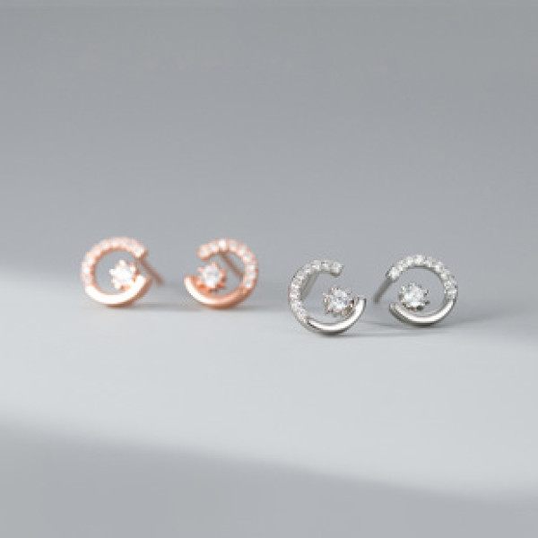 A39626 s925 sterling silver rhinestone stud unique design elegant earrings