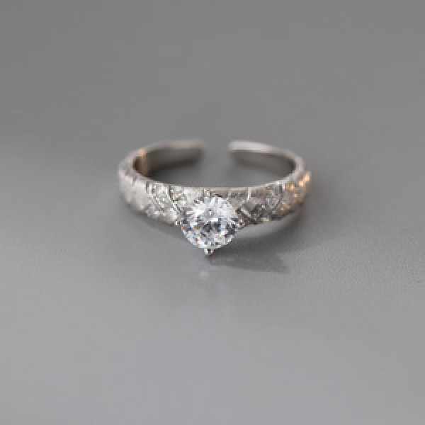 A45655 s925 silver trendy sweet simple rhinestone braided ring
