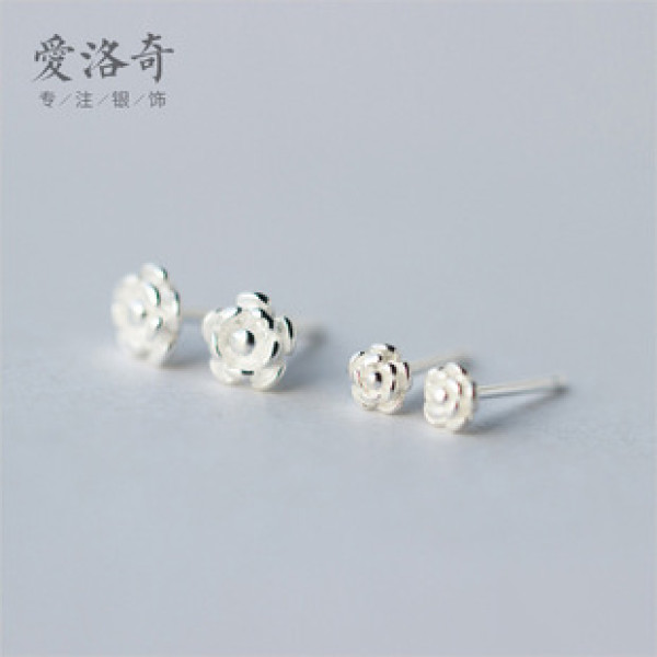 A40386 s925 sterling silver stud fashion elegant rose flower lady sweet earrings