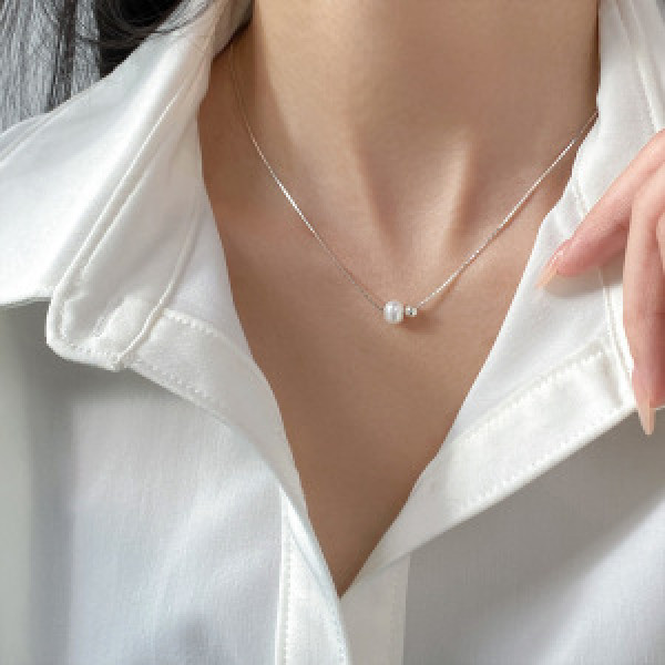 A44526 s925 silver trendy sweet unique pearl necklace