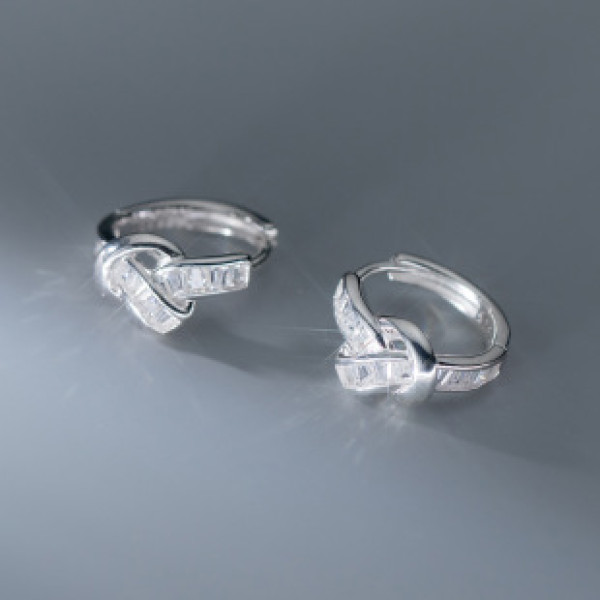 A41060 s925 sterling silver rhinestone rope simple design earrings