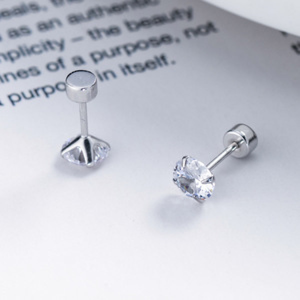 A43545 s925 sterling silver bead stud piercing earrings