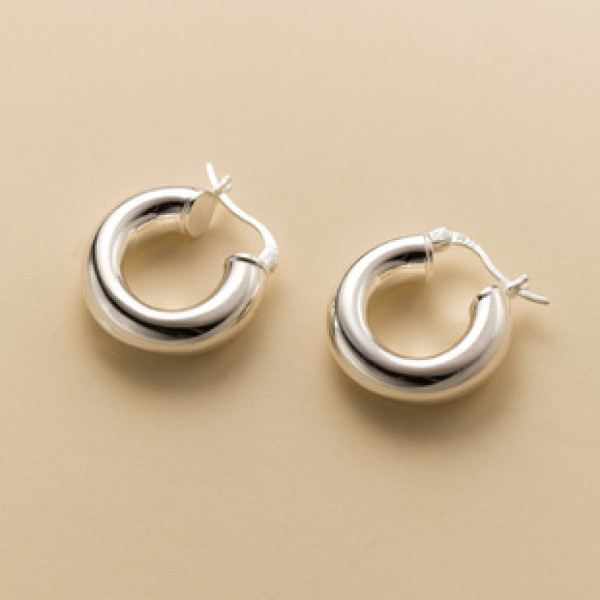 A38134 s925 sterling silver circle elegant short earrings