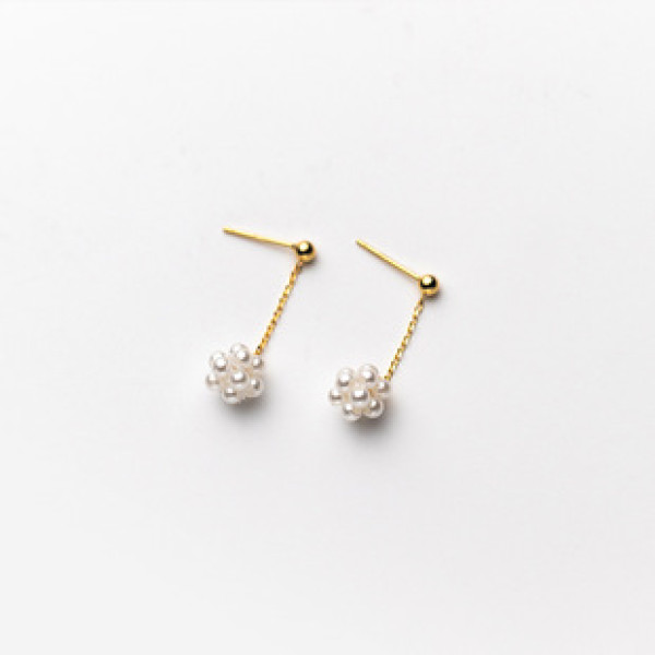 A34712 s925 sterling silver chic pearl ball ball earrings