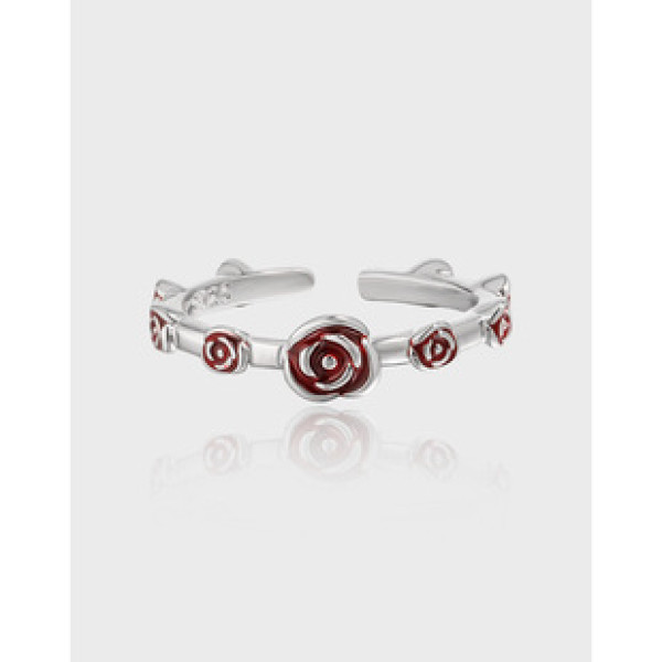 A38642 design quality glazed rose s925 sterling silver adjustable ring