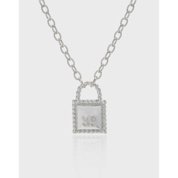 A38647 design quality geometric number square s925 sterling silver necklace