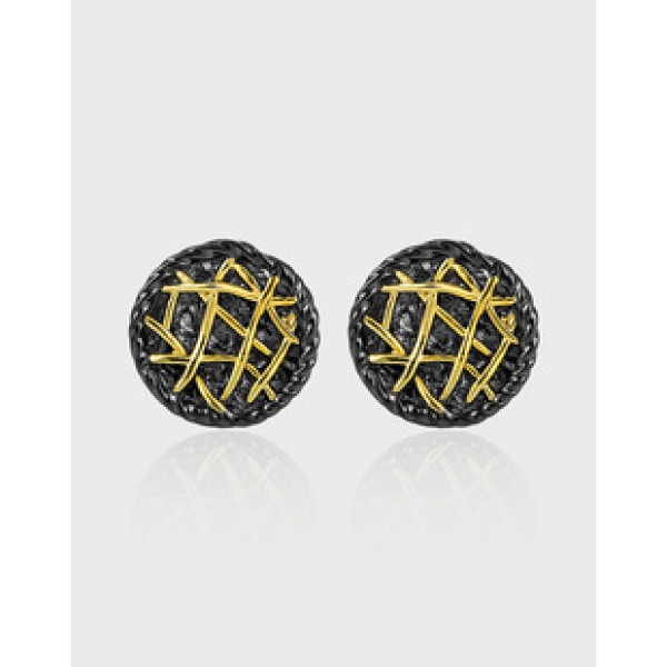 A40299 unique vintage plated circle s925 sterling silver stud earrings
