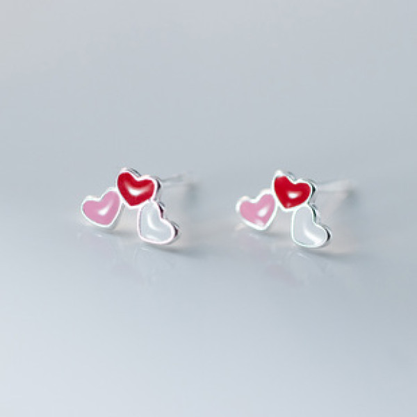 A41543 s925 sterling silver cute sweet heart stud simple design earrings
