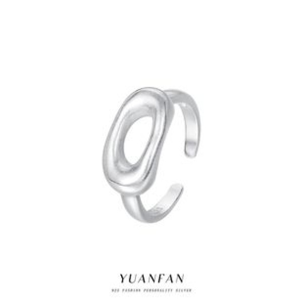 A43042 s925 sterling silver hollowed grade oval adjustable ring