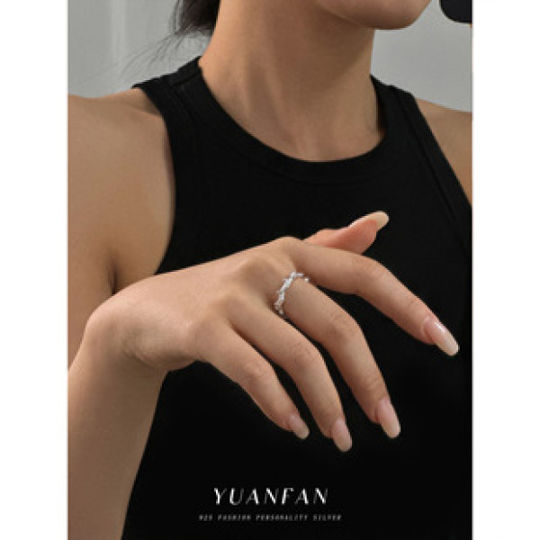 A43064 s925 sterling silver design geometric fashion adjustable ring