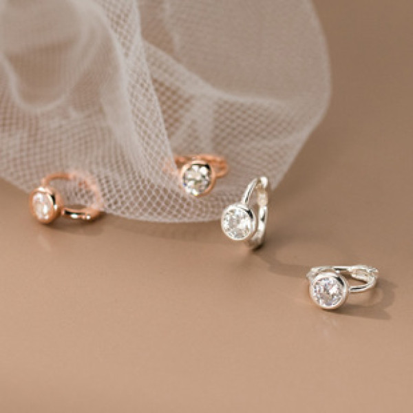 A42393 s925 sterling silver circle rhinestone fashion simple earrings