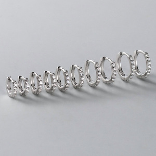 A44134 s925 silver circle unique elegant trendy rhinestone earrings