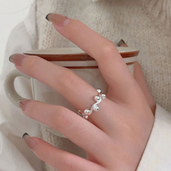 A41292 sterling silver bead unique elegant ring