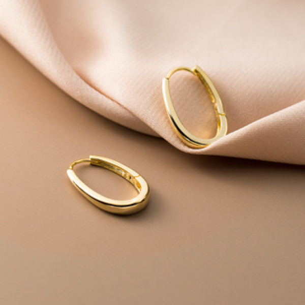 A42452 s925 sterling silver geometric oval simple design earrings