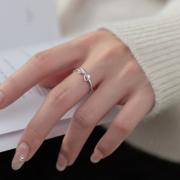 A38048 s925 sterling silver hollowed butterfly simple big square sweet ring