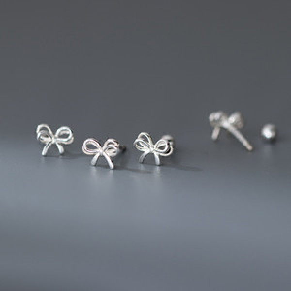 A44876 s925 sterling silver fashion double layered butterfly stud earrings