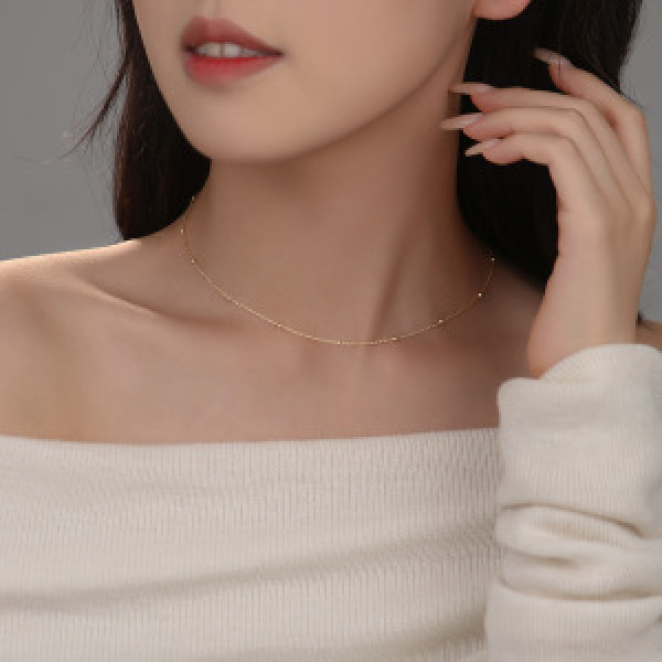 A43880 s925 sterling silver bead fashion simple unique trendy necklace