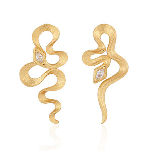 A43586 serpent cubic zirconia stud s925 sterling silver earrings