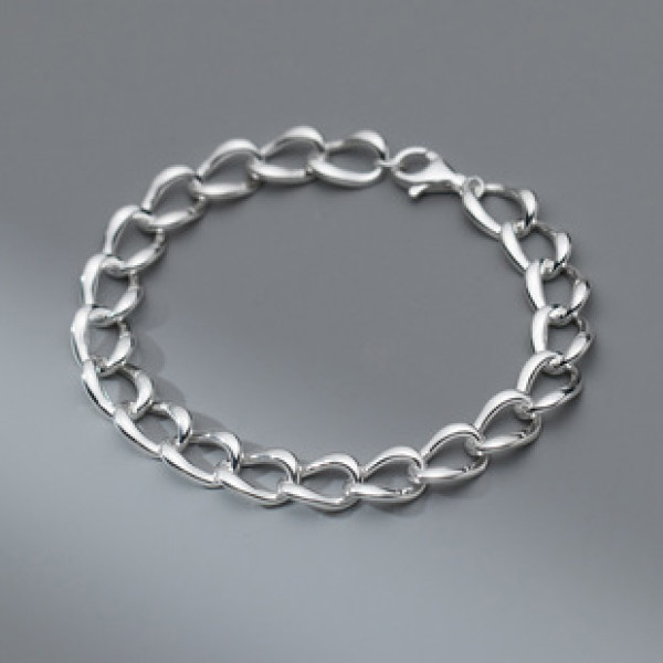 A41589 s925 sterling silver unique geometric charm statement wide design bracelet