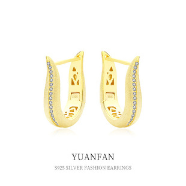 A38622 sterling silver big gold metal geometric cubic zirconia earrings
