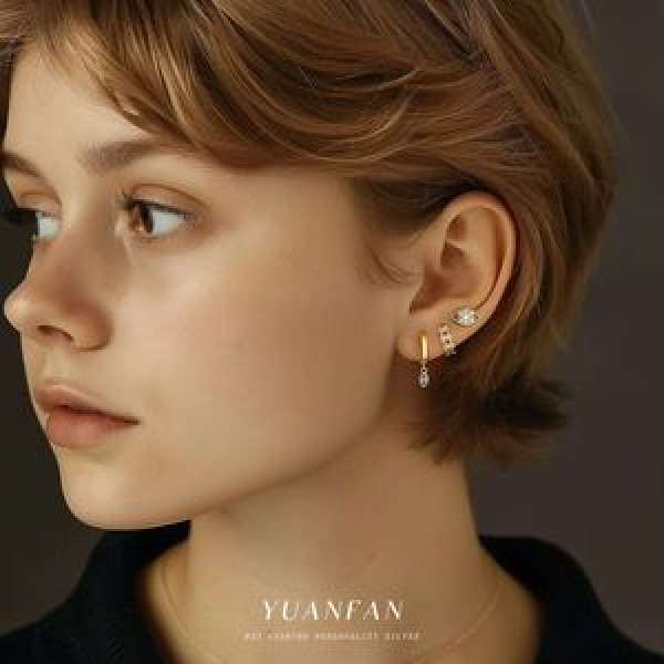 A45238 s925 sterling silver fashion unique eye stud cubic zirconia earrings