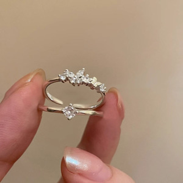 A45045 s925 sterling silver sweet unique rhinestone ring
