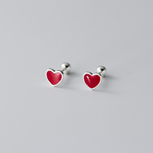 A44319 s925 sterling silver dainty simple sweet cute heart stud earrings