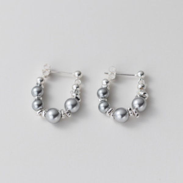 A43827 s925 sterling silver hoop stud earrings