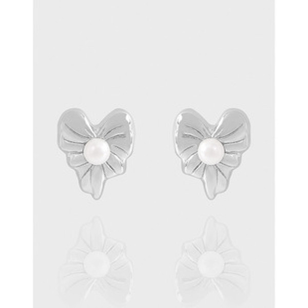 A43270 design heart pearl stud sterling silver s925 earrings