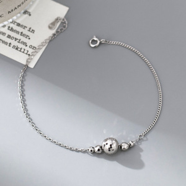 A45660 s925 silver trendy sweet bead charm bracelet