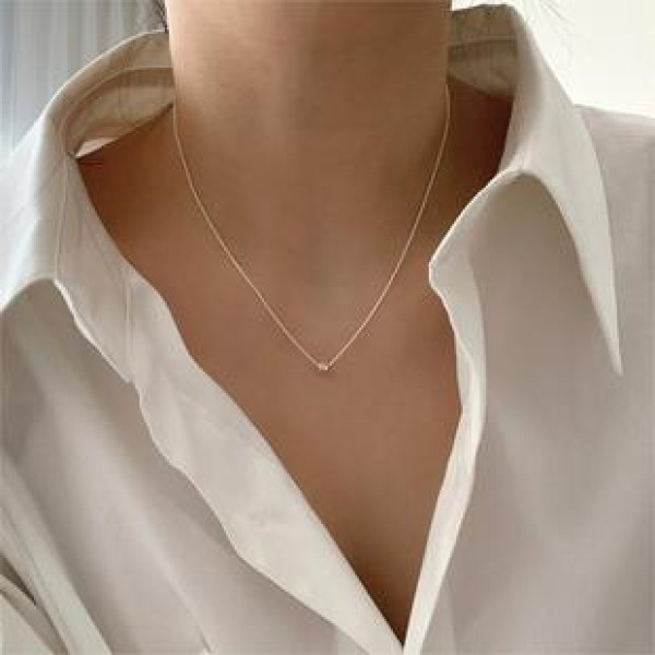 A38843 sterling silver square simple necklace