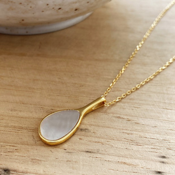 A32859 simples925 sterling silver fanshape shell necklace